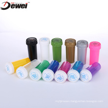 Plastic reversible vials or pill bottles or dram vials with a child resistant cap